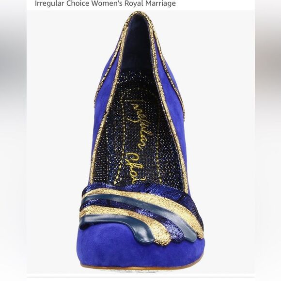 Irregular Choice Women's Royal Marriage Blue and Gold Heels US 7 / 38 - Picture 6 of 16